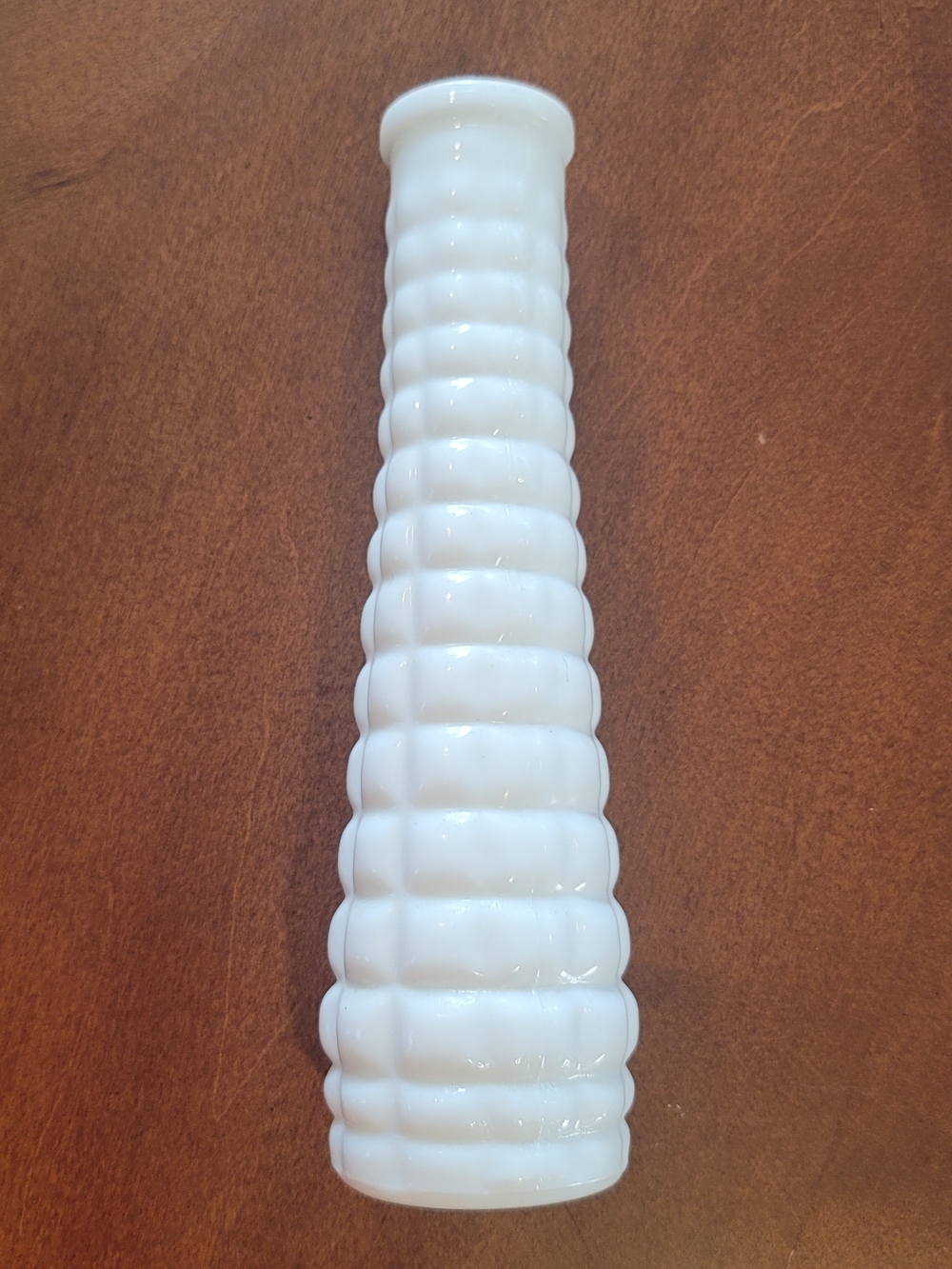 E.O. BRODY Milk Glass Bud Vase Quilted Waffle Pattern M-147